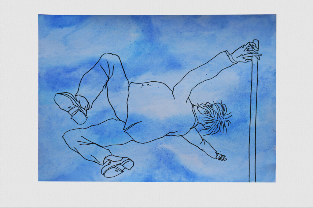 FALSE FLAG, 2024, akwarela, cienkopis, 21 × 29 cm